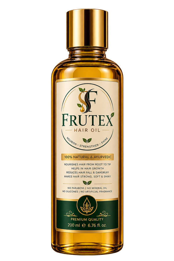Frutex Hair Oil bottle with mobile banner